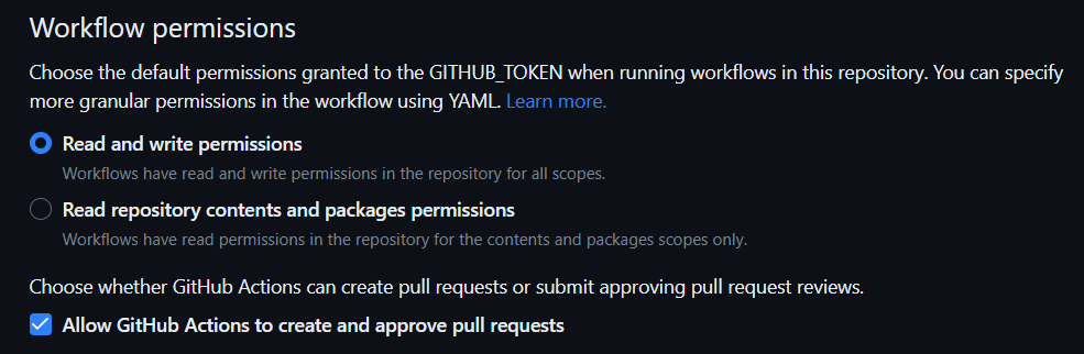 github workflow permissions